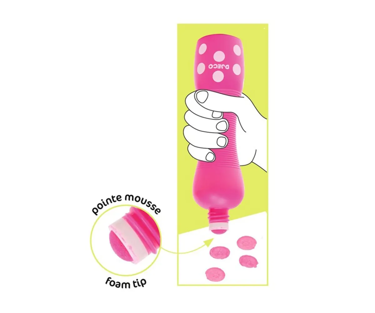 Manualidades Para Niños^Djeco 4 Marcadores Puntos Grandes Neón