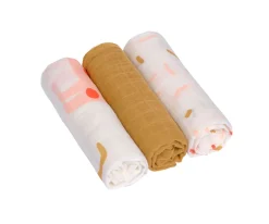 Muselinas Bebé^Lassig 3 Muselinas Little Mateys Spicy Orange Bambú 80 cm