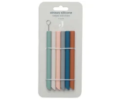 Utensilios De Cocina Para Niños^Jollein 6 Pajitas de Silicona Multicolor