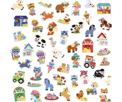 New 50 Pegatinas Animales de Granja Grandes Niños Juguetes Para Niños De 18 Meses|Juguetes De Viaje