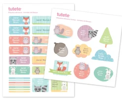 Etiquetas Personalizadas^Tutete 30 Pegatinas para Objetos Animales de Bosque