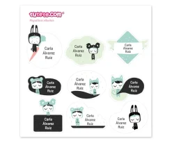 Etiquetas Personalizadas^Esther Gili 30 Pegatinas para Objetos Blanco y Negro