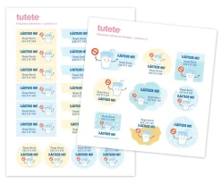 Etiquetas Personalizadas^Tutete 25 Pegatinas para Objetos Lácteos No