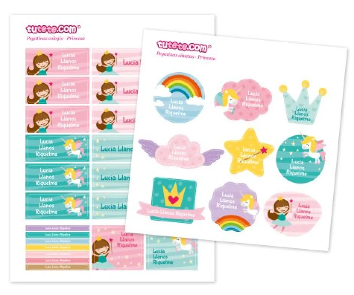 Etiquetas Personalizadas^Tutete 30 Pegatinas para Objetos Princesa