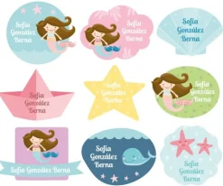 Etiquetas Personalizadas^Tutete 30 Pegatinas para Objetos Sirena