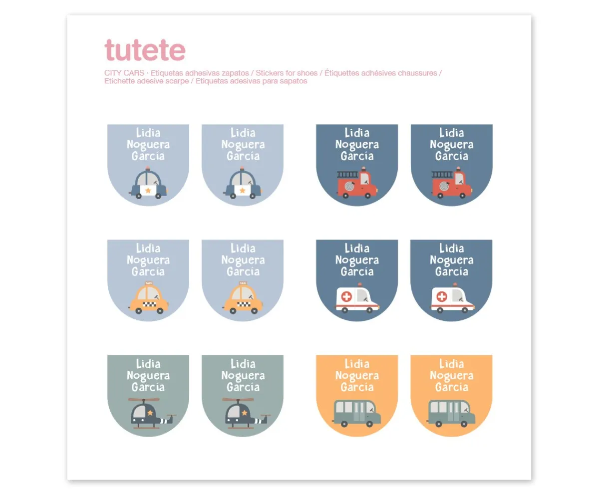 New 12 Pegatinas Zapatos City Cars Colecciones Vuelta Al Cole|Etiquetas Personalizadas
