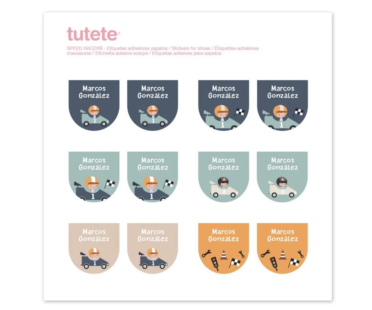 New 12 Pegatinas Zapatos Speed Racers Colecciones Vuelta Al Cole|Etiquetas Personalizadas