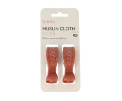 Muselinas Bebé^Tutete 2 Pinzas para Muselinas Terracota