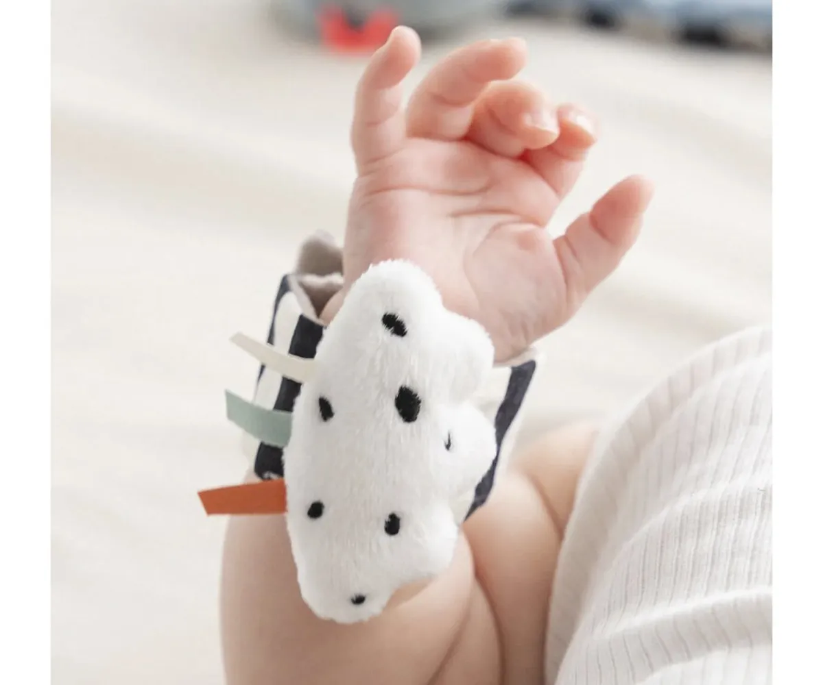 2 Pulseras Sonajero Happy Clouds Blue Niños Juguetes Para Recién Nacidos|Sonajeros Bebé