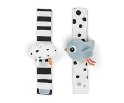 2 Pulseras Sonajero Happy Clouds Blue Niños Juguetes Para Recién Nacidos|Sonajeros Bebé