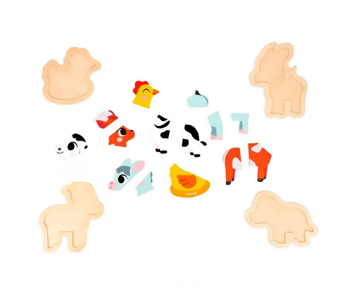 Juguetes Para Niños De 18 Meses^Janod 4 Puzzles Evolutivos Granja