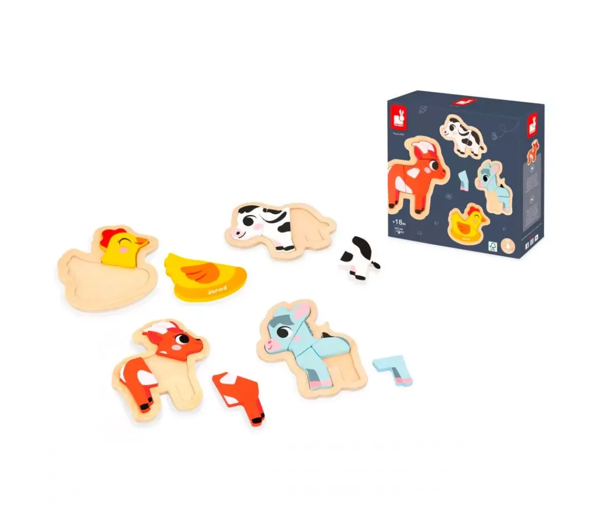 Juguetes Para Niños De 18 Meses^Janod 4 Puzzles Evolutivos Granja