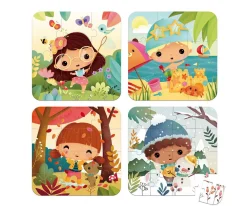 Hot 4 Puzzles Las 4 Estaciones Niños Juguetes Niños 3 Años|Juguetes De Viaje