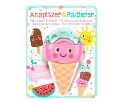 Material Escolar^moses 1 Unidad Sacapuntas y Goma de Helado Be Happy