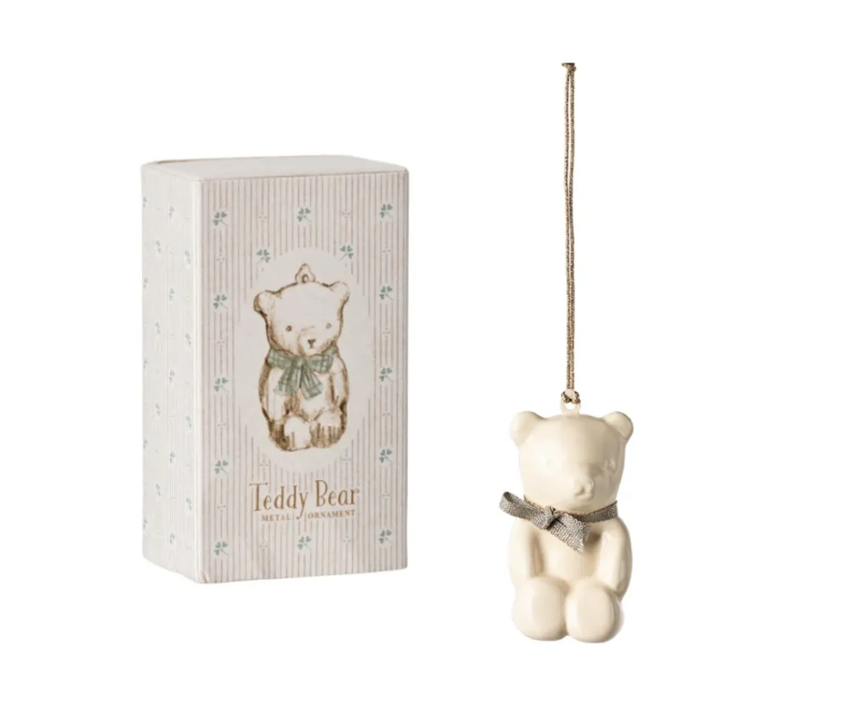 Adornos Y Decoración Navidad^Maileg Adorno de Metal Osito de Peluche Off White/Blue