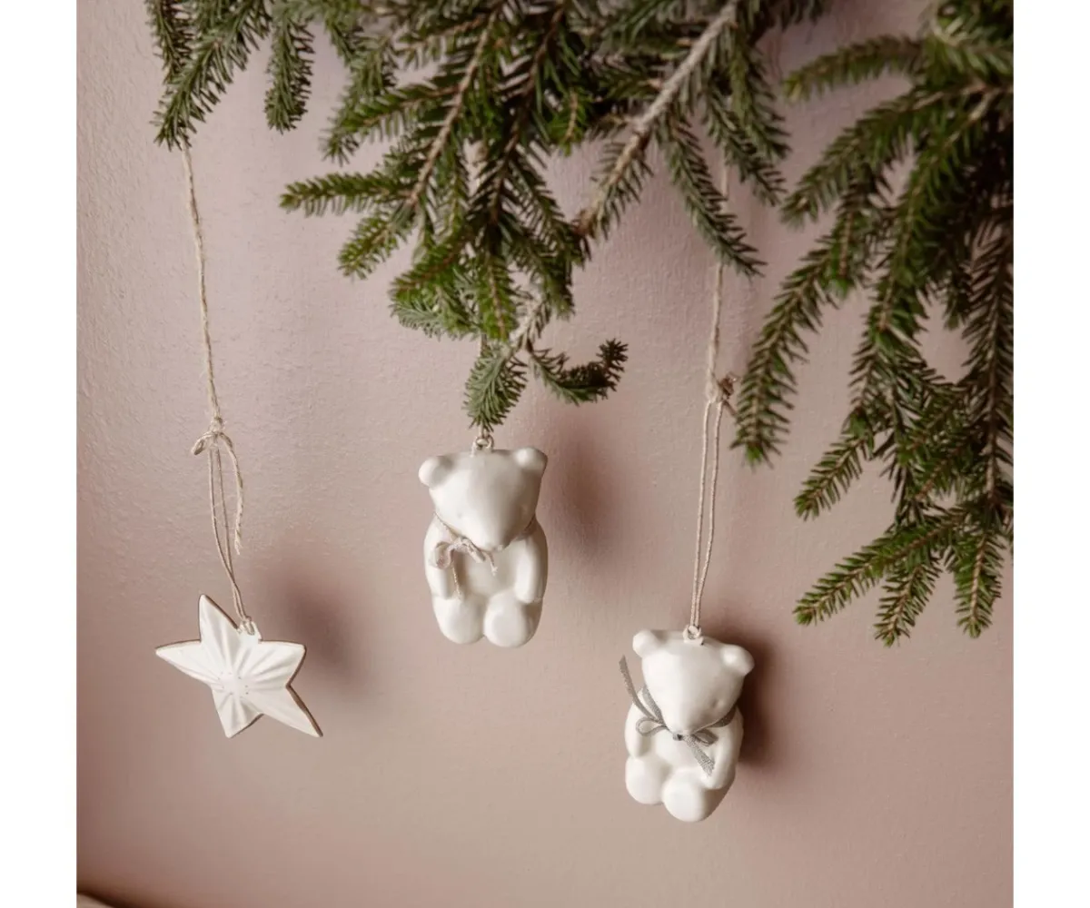 Adornos Y Decoración Navidad^Maileg Adorno de Metal Osito de Peluche Off White/Blue