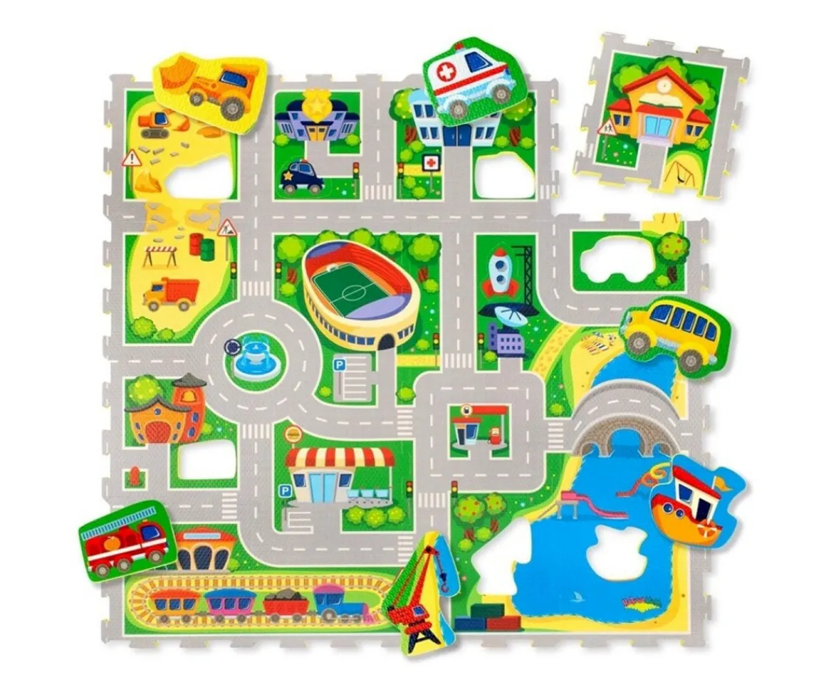 Online Alfombra Puzzle Ciudad 120 x 120 cm Niños Juguetes Para Recién Nacidos|Alfombras Infantiles