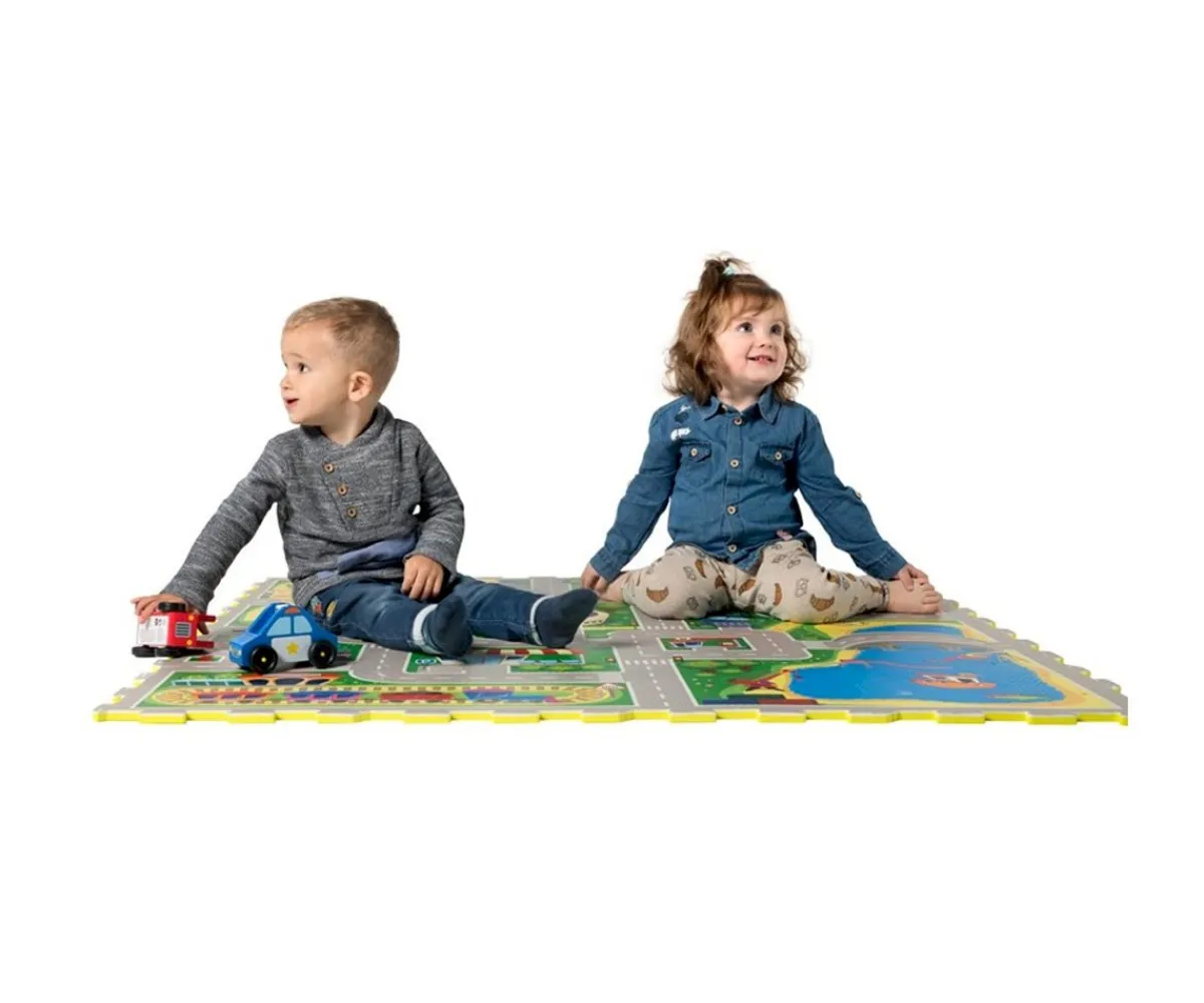 Online Alfombra Puzzle Ciudad 120 x 120 cm Niños Juguetes Para Recién Nacidos|Alfombras Infantiles