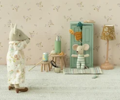 Casa De Muñecas De Madera^Maileg Armario de Madera Soft Blue Ratón