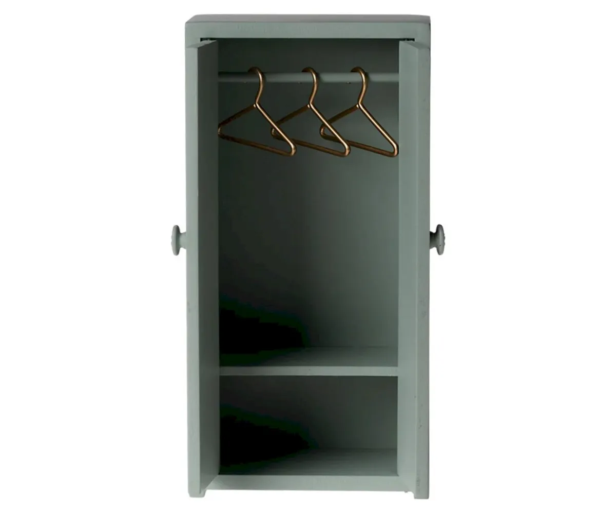 Casa De Muñecas De Madera^Maileg Armario de Madera Soft Blue Ratón