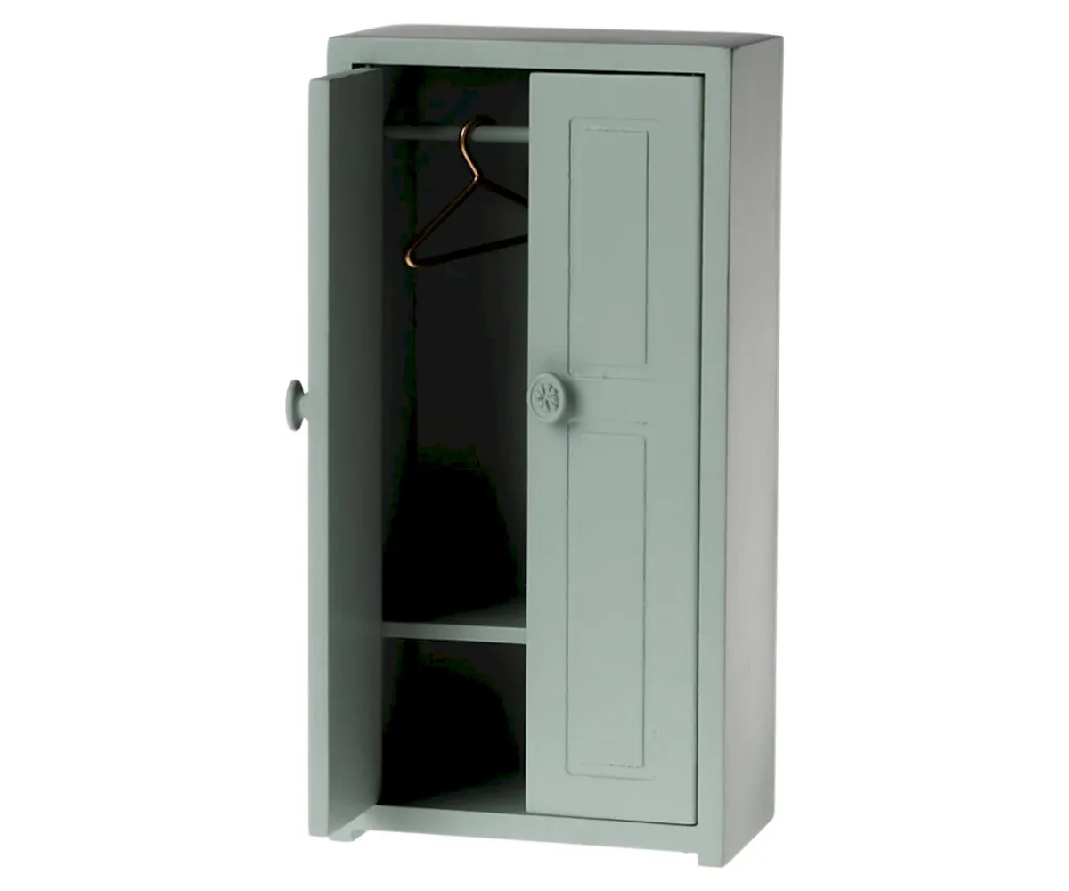 Casa De Muñecas De Madera^Maileg Armario de Madera Soft Blue Ratón