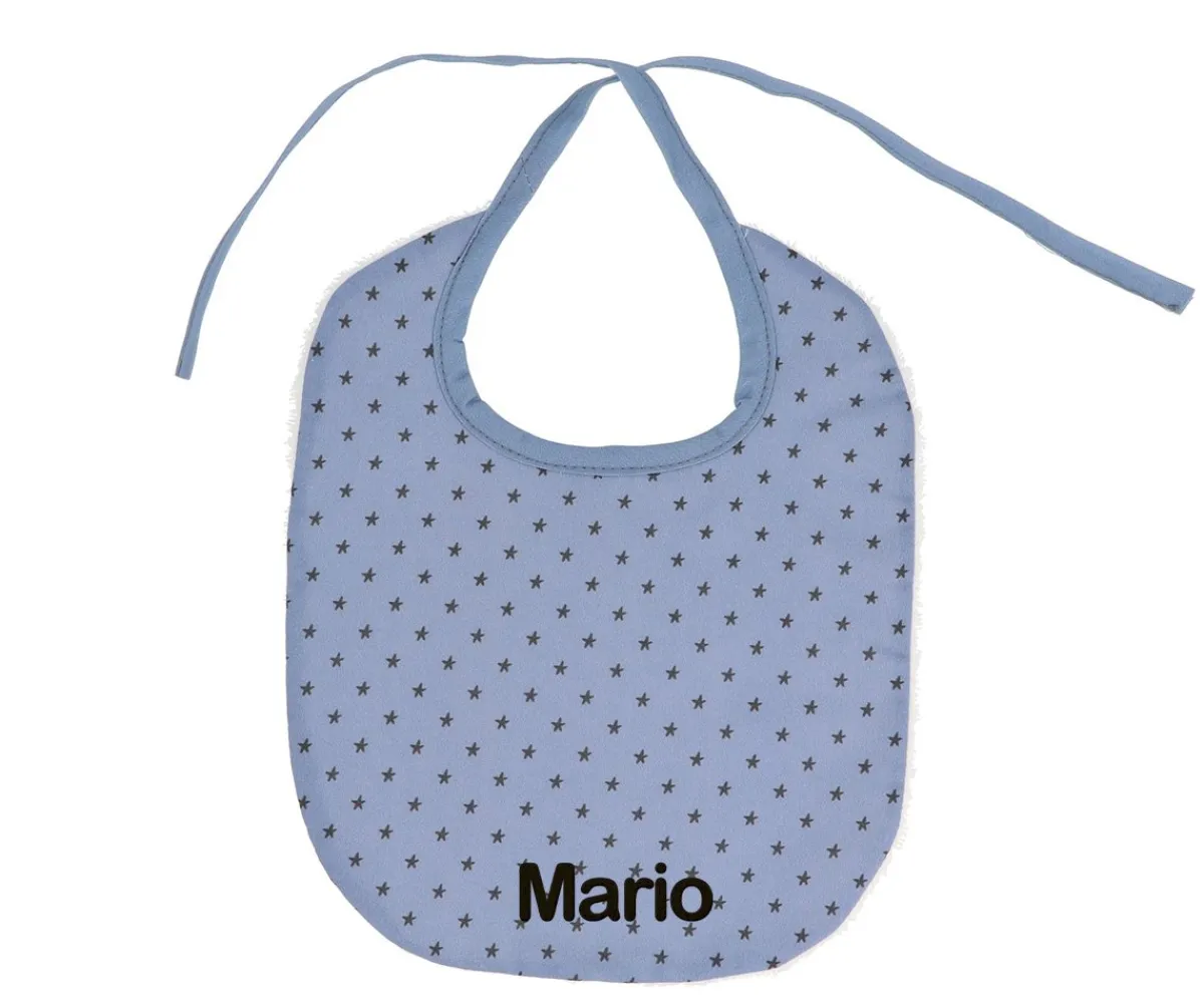 Best Babero Algodón Mini Star Blue Personalizable Baberos|Baberos Personalizados