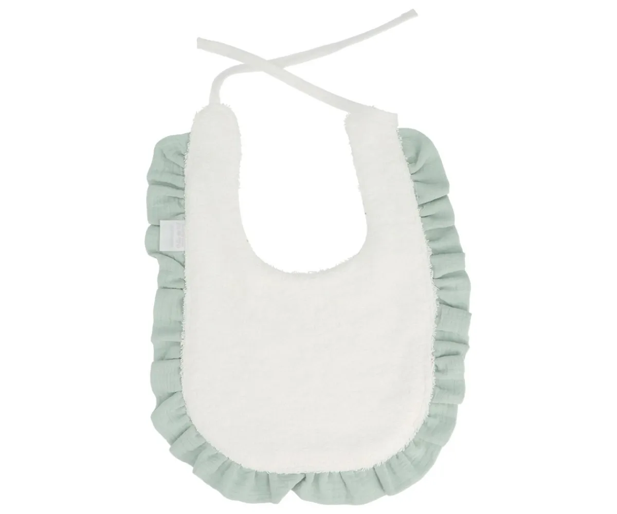 Babero Algodón Volante Rainbow Dots Verde Personalizable Baberos|Baberos Personalizados