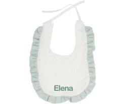 Babero Algodón Volante Rainbow Dots Verde Personalizable Baberos|Baberos Personalizados