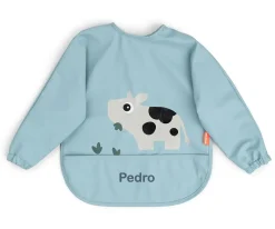 Best Babero con Mangas Tiny Farm Blue 6-18m Personalizable Baberos Personalizados|Baberos Con Manga