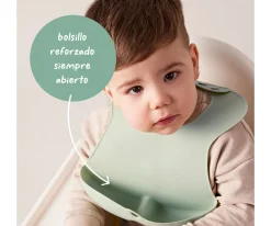 Baberos^b.box Babero Silicona Enrollable Sage