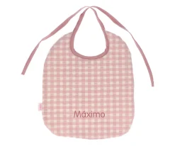 Babero Vichy Rosa Personalizable Baberos Personalizados|Baberos