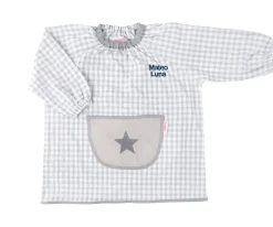 Babis Escolares^Tutete Textil Babi con Bolsillo Central Estrella Gris Personalizable