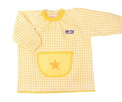Babis Escolares^Tutete Textil Babi con Bolsillo Central Estrella Amarillo Personalizable