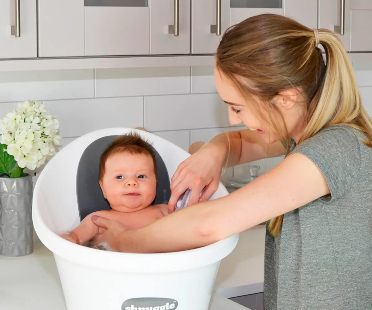 Bañeras Bebé^Shnuggle Bath Bañera Shnuggle Blanca Respaldo Gris Estrellitas