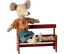 Casa De Muñecas De Madera^Maileg Banco de Madera Rojo Ratón