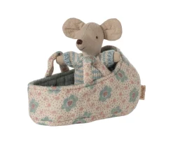 Casa De Muñecas De Madera^Maileg Bebé Ratón en Capazo Azul