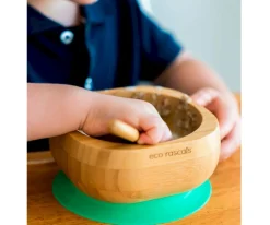 Vajilla Infantil^Ecorascals Bol Bambú Verde Eco con Cuchara