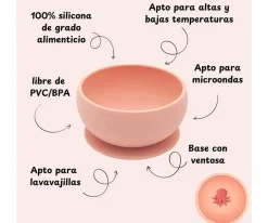 Outlet Bol con Ventosa Silicona Pulpo Baby Led Weaning|Vajilla Infantil