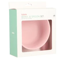 Vajilla Infantil^Tutete Bol Silicona + Cuchara Acero Light Pink