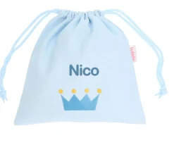 Clearance Bolsa Merienda Personalizada Piqué Corona Azul Bolsas Merienda Personalizadas|Bolsas Merienda