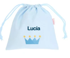 Clearance Bolsa Merienda Personalizada Piqué Corona Azul Bolsas Merienda Personalizadas|Bolsas Merienda