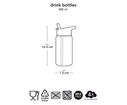 Botellas De Plástico^A Little Lovely Company Botella Plástico con Pajita Personalizable Flowers Garden 450 ml