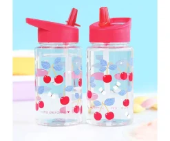 Botellas De Plástico^A Little Lovely Company Botella Plástico con Pajita Personalizable 450ml Cherries