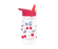 Botellas De Plástico^A Little Lovely Company Botella Plástico con Pajita Personalizable 450ml Cherries