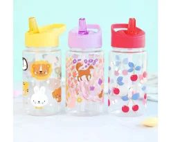 Botellas De Plástico^A Little Lovely Company Botella Plástico con Pajita Personalizable 450ml Cherries