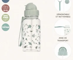 Colecciones Vuelta Al Cole^Tutete Botella Plástico Leaves Sage Personalizable