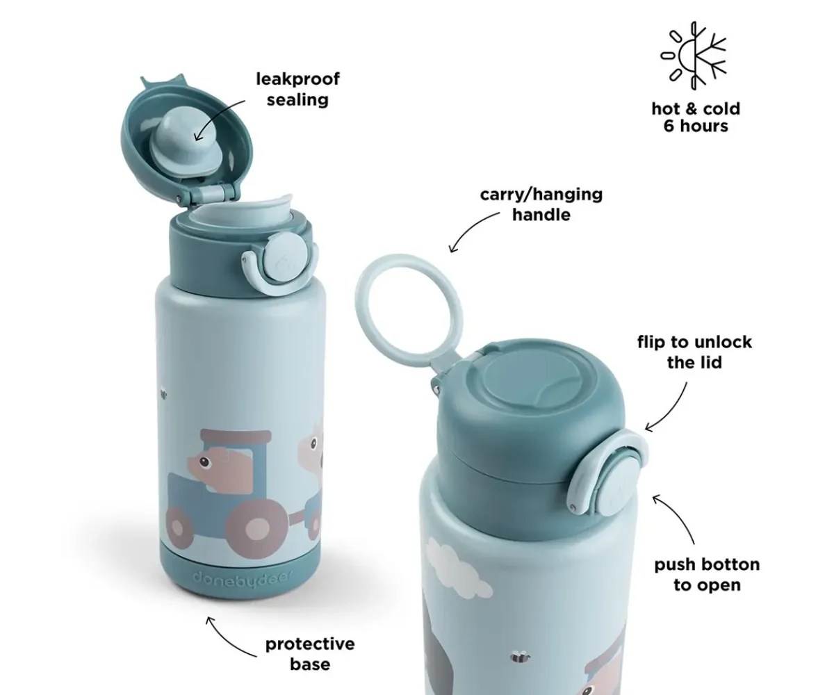 Online Botella Térmica Tiny Farm Blue 340 ml Botellas De Acero|Termos Infantiles