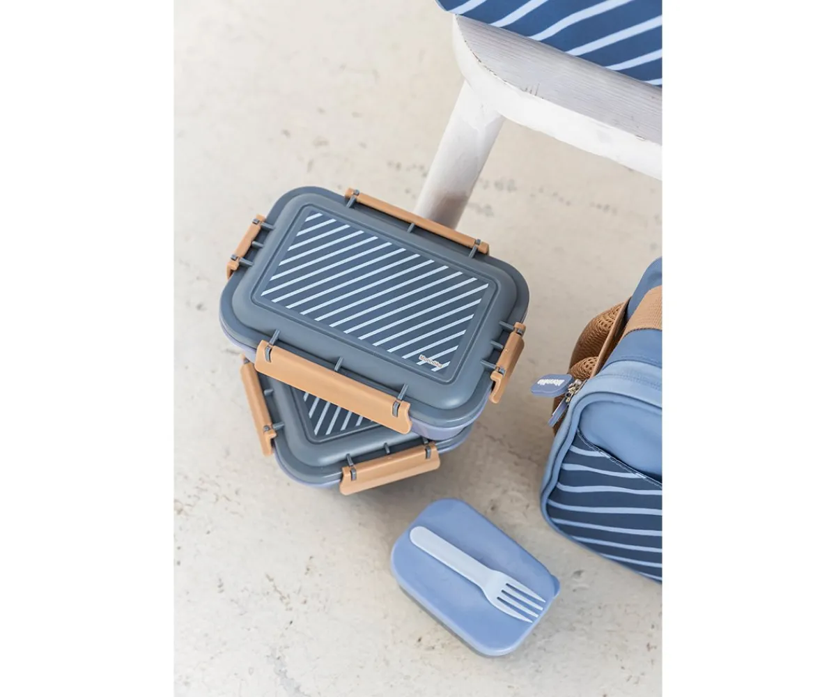 Best Caja Almuerzo Grande Stripes Blue Fiambreras Infantiles|Comer Al Aire Libre
