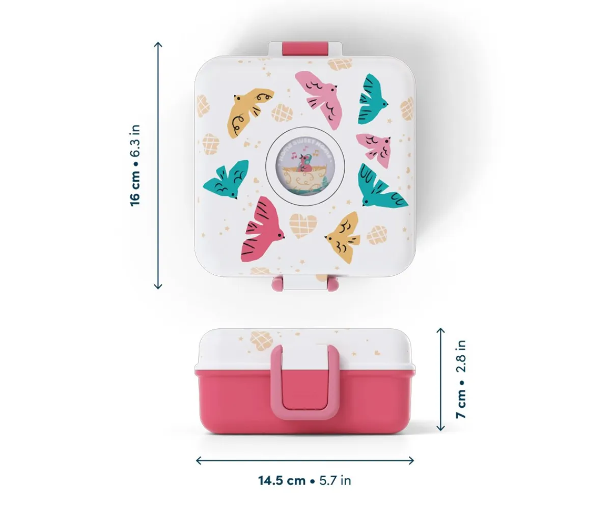 Sale Caja Almuerzo Snacky Rosa Birds Fiambreras Infantiles|Cajas De Almuerzo