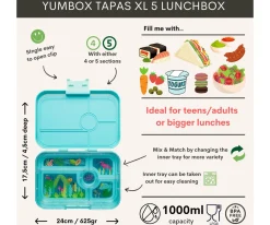 Cajas De Almuerzo^Yumbox Caja Almuerzo Tapas Antibes Blue Bandeja Jungla Pastel 5 Compartimentos